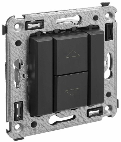 Выключатель жалюзи без фиксации без рамки DKC Avanti 2-кл. черный матовый картинка